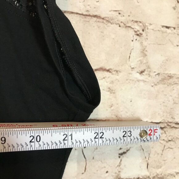 Talbots Dress Womens Medium Black Drawstring Mesh Lace Trim Pockets Stretch - Picture 10 of 15